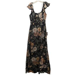 Lulus Admirable Presence Black Floral Velvet Burnout Maxi Dress Whimsigoth